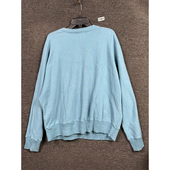 Mododoc Knit Sweater Womens Sz XL Blue V-Neck Long-Sleeve 100% Cotton Oversized - Picture 2 of 7